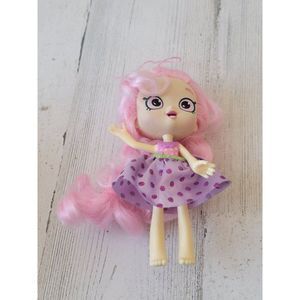 Moose pink hair Girl doll dress polka dot toy figure accessory